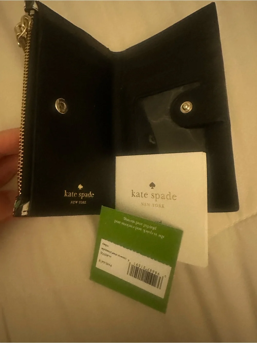 kate spade Black & White Striped Pineapple Zip Wallet